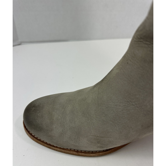 Frye Addie Double Zip Leather Ankle Heeled Boots Gray Distressed Bootie Size 9 B - Picture 9 of 16